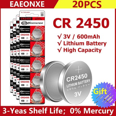 CR2450 3V litiumparisto CR 2450 DL2450 BR2450 LM2450 KCR5029 leluauton avaimelle kaukosäädinkello LED-valopainike kolikkokenno