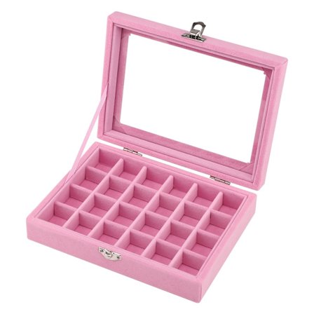 Smykkeskrin Smykkeorganisator til Ring Ørering Halskæde Smykkeskrin Opbevaringsboks Smykkeudstillingsvindue med Låg Pink