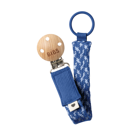 BIBS Pacifier Clip Braided, Blå, 1 stk.