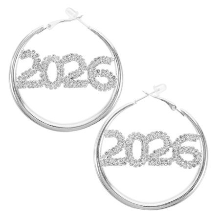 1 Par 2026 Nytårsøreringe til Kvinder - Rhinestone Store Hoop Øreringe - Statement Smykker til Ferieoutfits Tilbehør Dansefest (Sølv[D]