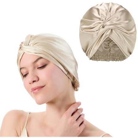 Sateng nattlue, silke nattlue 19 Momme silke nattlue, sateng nattlue for kvinner, hårpleie sovelue, hårnett, mykt og glansfullt hår 25 cm unisex