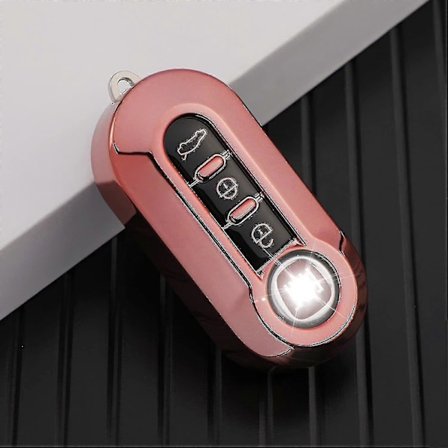 Th Button Fiat 500 Avaimen Suojakuori Fiat Avaimen Kuori Silikoni 2kpl vaaleanpunainen