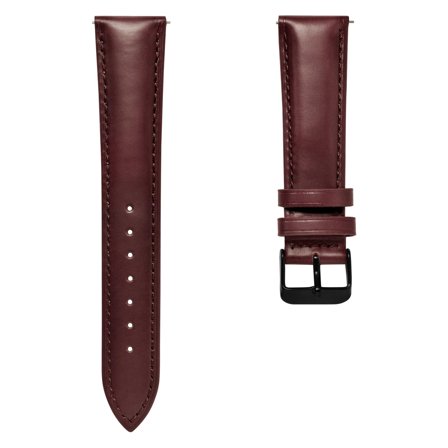 21mm Dark-Brown Leather Watch Strap with Black Buckle – Quick Release for Men - Watch straps