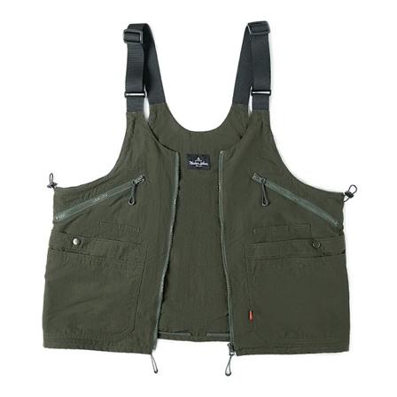 Maden Workwear Retro Multifick Väst i Nylon utan Ärmar - Funktionell Dubbel Användning, Väska & Jacka, Utomhus, Herrmode 2023 Army green One Size