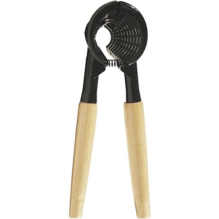 Nøddeknækker med træhåndtag, komfortabelt greb til valnødder, hasselnødder, oplukker, sort