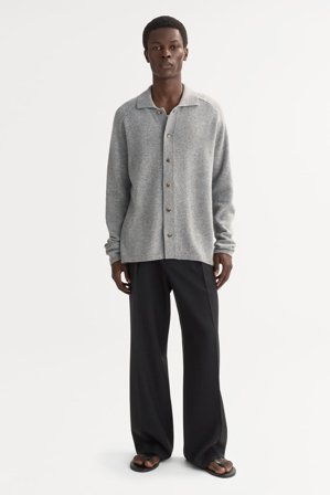 Soft Goat - Men's shirt - Men cashmere sweater - XL - Grey