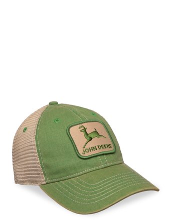 American Needle Stone Washed Logo Mens Cap Ivory - Dark Green John Deere - Green - ONE SIZE