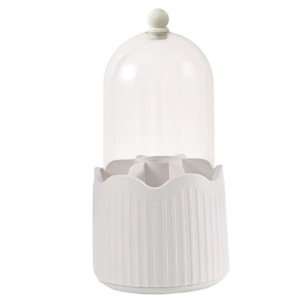 Sminkebørstesett Transparent Støvtett 360 Grader Roterende Børte Oppbevaringsboks Hvit