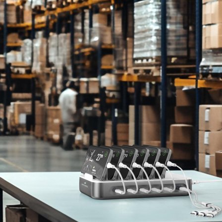 4smarts Charging station Team 100W, 1x USB-A,5x USB-C incl. 6 cables