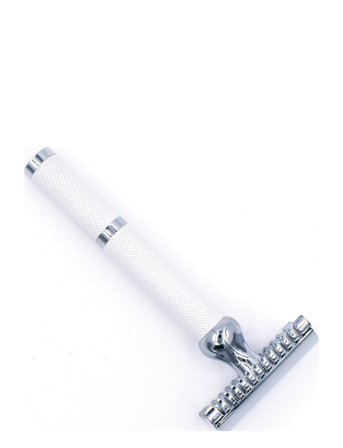 Parker 70C - Unisex White & Chrome Handle Open Comb Head 3 Piece Safety Razor - White - ONE SIZE