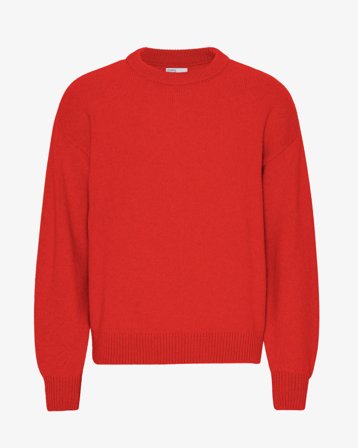 Oversized Merino Wool Crew - Red Tangerine XL
