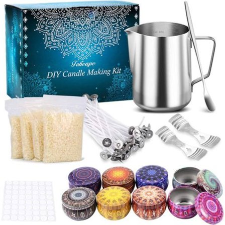 Kynttilänvalmistussarja, DIY-kynttilänvalmistustyökalut kynttiläpurkkeilla, kynttilä