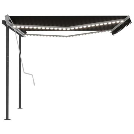 Vidaxl Markis Manuellt Infällbar Med Led 4x3,5 M Antracit Antracit