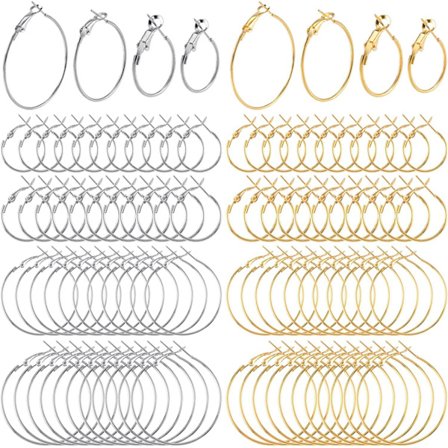 Hoop-øredobber runde store rustfrie stål øredobber diameter 96stk