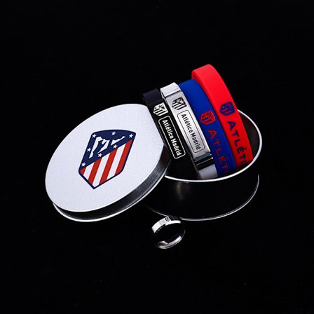 Fotbollsklubbs logotyp armband [rund ask] 4 armband + ring [Atletico Madrid]