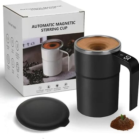 Bærbar oppladbar automatisk kaffekopp, elektrisk blender i rustfritt stål med magnetisk omrøring, selvomrørende kopp for mange drikker