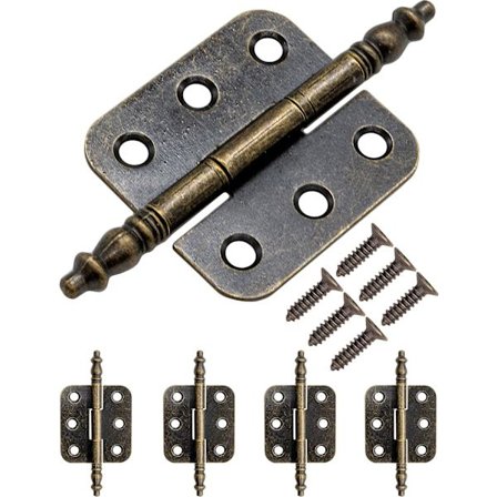 Set med 4 antikke metallhengsler, jernhengsler, klassisk design, for