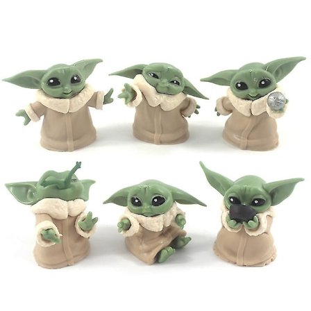 6-pack Star Wars Baby Yoda Figurer Leksaksdocka Modell Tårtdekoration Ornament -XF17-