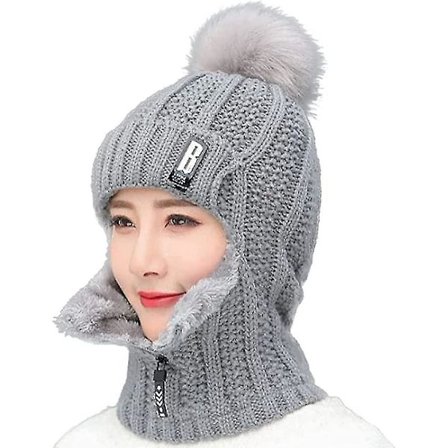 Vinterstrikket Hat og Halsklæde Sæt Strikket Halsklæde Vindjakke Med Fleecefor