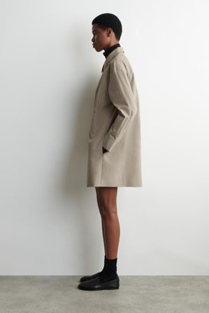 COS Waisted Cotton Shirt Dress in Grey - Women