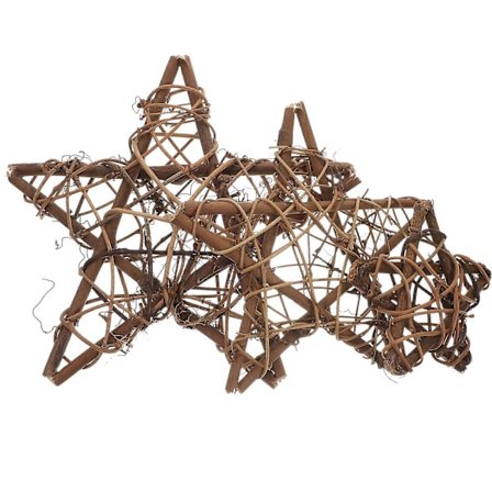 3kpl Tähtimuotoinen DIY Rattan Kranssi Käsintehty DIY Tähti Rattan Renkaat Viiniköynnös Kranssi DIY Askarteluun