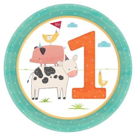 Amscan Farm 1st Birthday engångstallrikar (8-pack) One Size