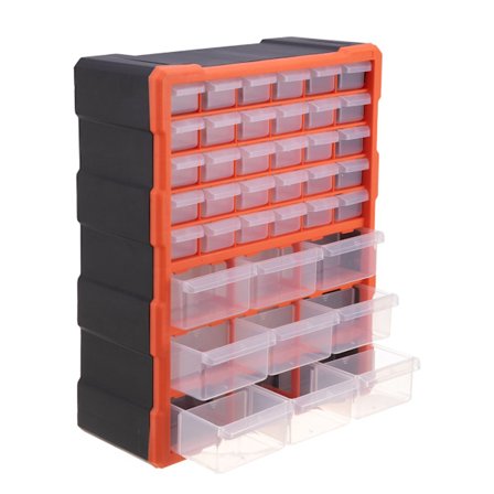 Smådelsorganiseringskasse med 39 skuffer