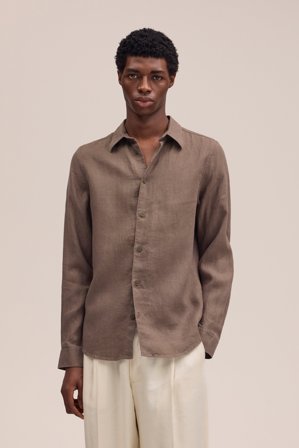 NN07 Enzo Shirt male Brown Linen