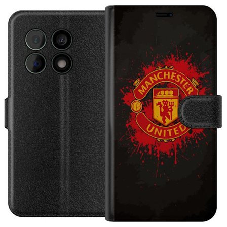Kompatibelt Lommeboketui til OnePlus OnePlus 10 Pro Manchester United logo i rød og gul farge med røff sportslig bakgrunn