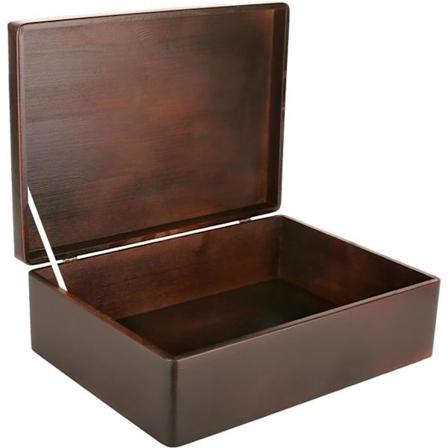 Creative Deco Brun träförvaringslåda | 40 x 30 x 14 cm | Trälåda | Minnesbox | Box Crate Trunk | RÅ kastanj