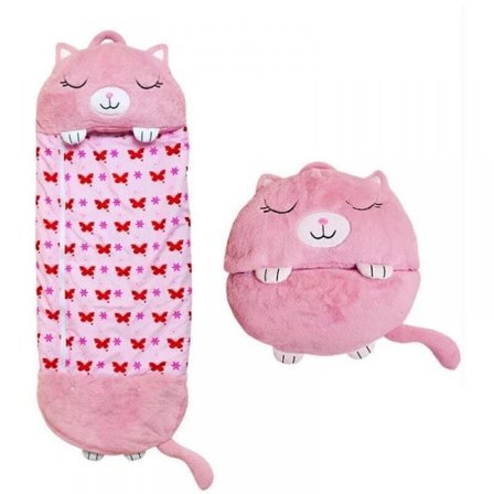 (130*50cm, rosa) Sovepose til børn med pude, blød og behagelig, 2 i 1