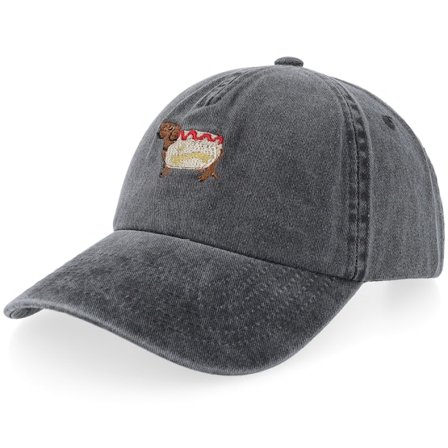 Iconic - Svart unconstructed Caps - Hotdog Dog Vintage Washed Black A-frame Dad Cap @ Hatstore