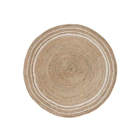 Pyöreä juuttimatto 120 cm – Beige, Ruskea, Valkoinen