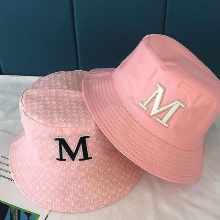 Lækker broderet solhat i bomuld - Trendy pakbar sommerrejsefiskeri udendørs kasket unisex heldags solbeskyttelse Pink
