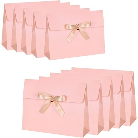 10-pack presentförpackningar i papper med rosettband för bröllopspresenter