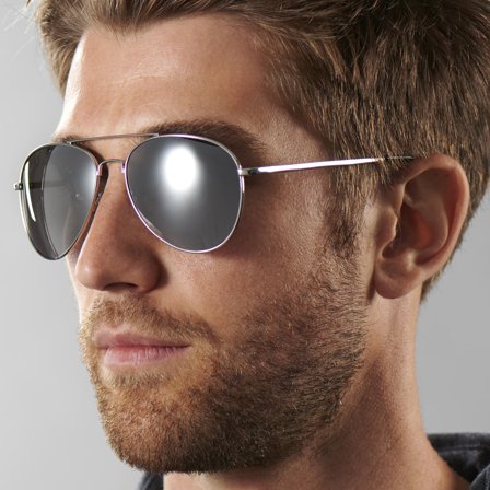 Ochelari de soare stil aviator cu lentile oglindite pentru bărbați - Ochelari stil aviator