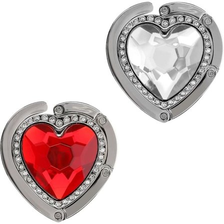 2 stk. veskekrok - Metall sammenleggbar veskekrok - Perfekt for bord eller skrivebord - Veskeoppheng og for små gjenstander - Rød - Besatt med hjerter