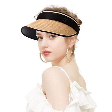 Bredbremmet stråhatt, solhatt damer rullbar solvisirhatt UV-skydd Ca strand solstråhatt hopfällbar sommar topplös solhattar