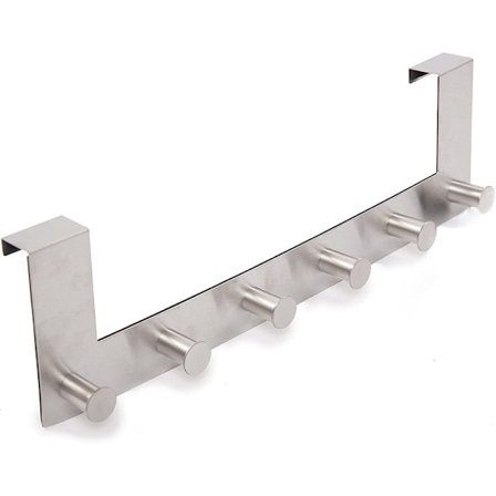 Dørhenger med kroker, metallhylle for ekstra lagringsplass, sterke kroker som ikke deformeres lett, rustbeskyttet overflate for bad, skap og kontorer