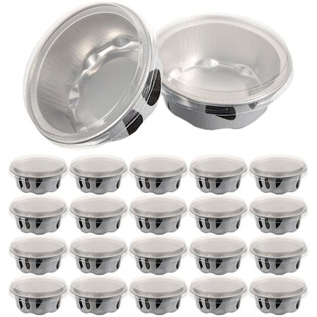 50 stk Mini Kageforme med Låg Aluminium Ramekin Aluminium Bageforme til Individuel Kage Blandede Farver 7,5x7,5cm
