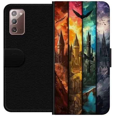 Kompatibel Tegnebogsetui til Samsung Samsung Galaxy Note20 Fire magiske slotte i forskellige elementfarver, episk fantasykunst med ild vand luft og mÃ