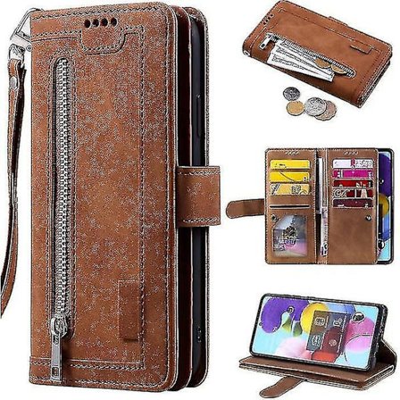 Samsung Galaxy A40 Läderfodral Pu Läder Kortplatser Funktion Gratis Stativ 2 Stycken Ver X Skärmskydd