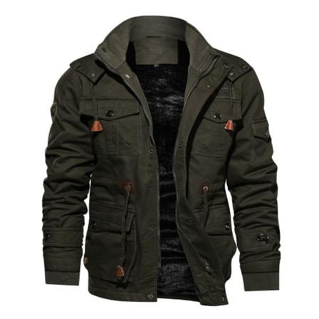 Vinter Casual Thicken Jacketjacka För Män Dark Green M