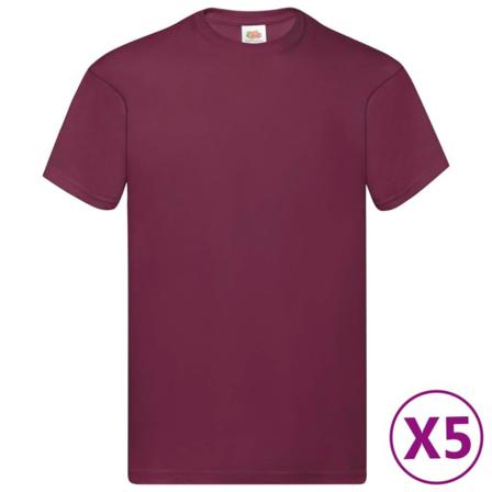 Fruit Of The Loom Original T-shirt 5-pack Vinröd Stl. S Bomull Röd