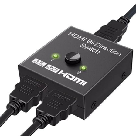 HDMI-switch för PS5, 2-portars HDMI dubbelriktad manuell switcher 2 X 1/1 X 2 AB-switch splitter 4K 60Hz med LED-indikatorlampa
