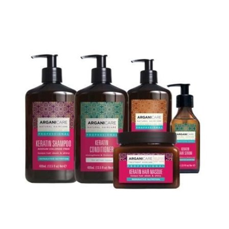 Ritual för hårvård - Arganicare - Keratin - Lockigt hår - 400ml, 500ml, 100ml