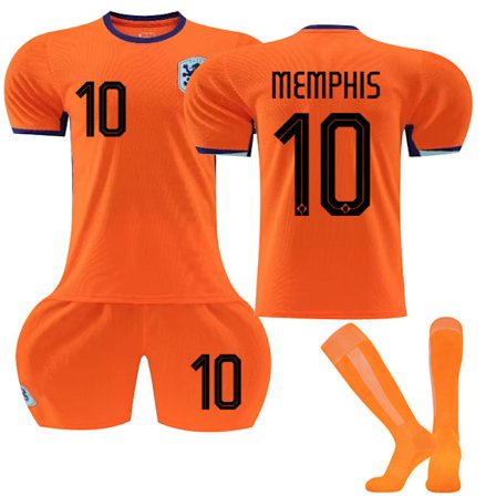 Gos- Euro 2024 Fotballdrakt Nederland Hjem Oransje 10 MEMPHIS