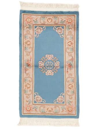 China 90 Line Rug Hand Knotted 76X140 Dark Blue/Brown China