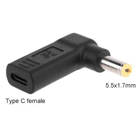 Strøm USB Type C hun til 5,5x1,7 mm til DC-adapter Højre vinkel PD-stikkontakt Char