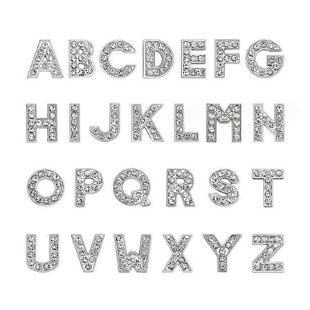 1 sett, 26 stk A-Z Full Rhinestones 8mm Slide Alphabet Letters for DIY Sli